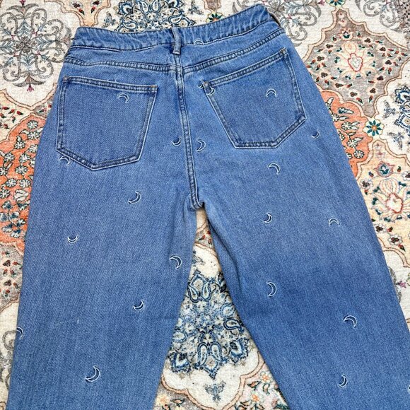 PACSUN Jeans Women size 26 MOM High Rise Waisted Embroidered Crescent Moons - Picture 3 of 7